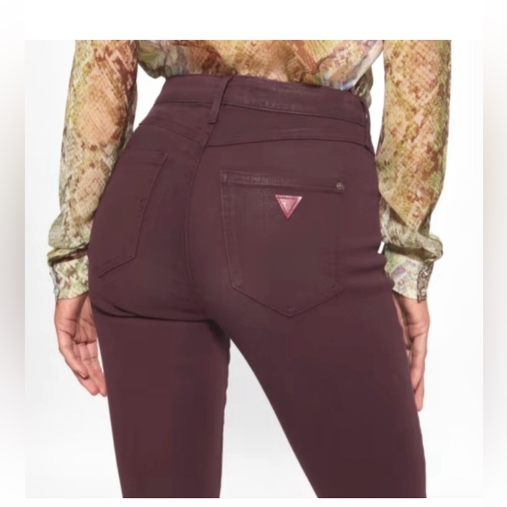 1981 Red Guess Jeans! Leatherette Bordeaux/Skinny/High Waist/29 x 29